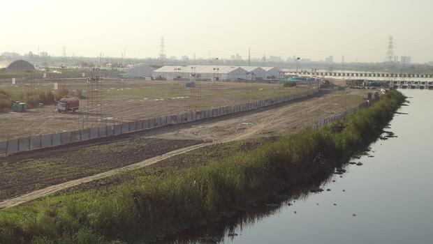The barren landscape left behind after a massive festival on the banks of the Yamuna River in New Delhi, India, March 14, 2016. CBS/ARSHAD ZARGAR