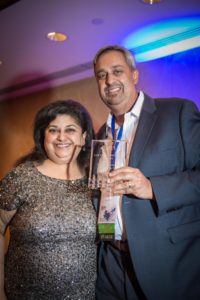 Neel Chatterjee with SABANA President Anne Gwal; Photo courtesy of Bhavin Misra, User of Reality Photography